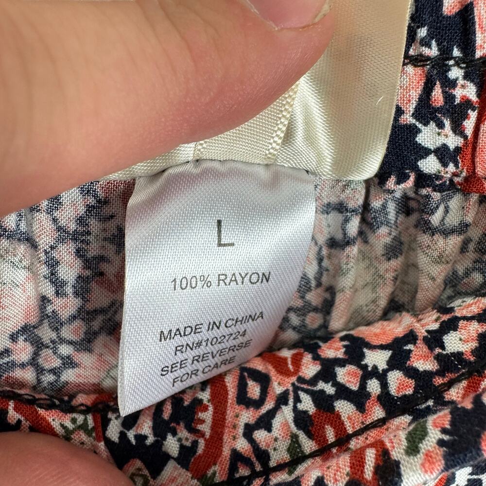 Hester & Orchard Colorful Patterned Lightweight Rayon Drawstring Casual Pants L - Picture 5 of 6